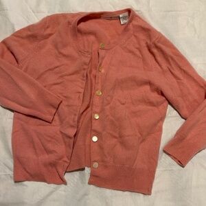 Preswick & Moore 100% Cashmere Pink Button Down Cardigan Small